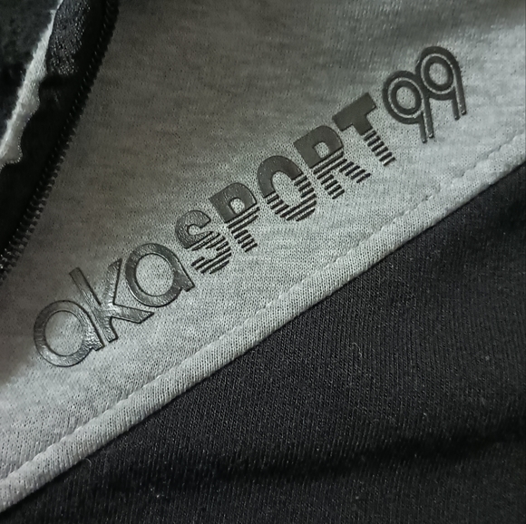 Y2K Akademiks Long Sleeve Hoodie Gray/Black/Red - Picture 2 of 4